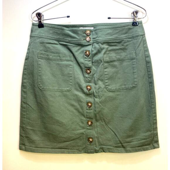Loft Military Green Button up Pocket skirt 8us - Picture 1 of 7